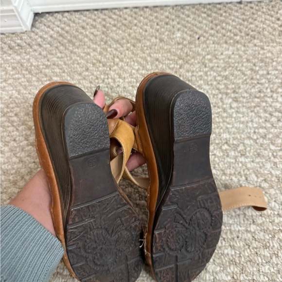 Karston gorgeous leather shoes Made in France. Size 38 wedge strappy heels brown - Picture 5 of 10